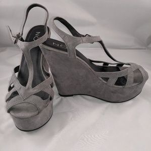 Grey suede wedges